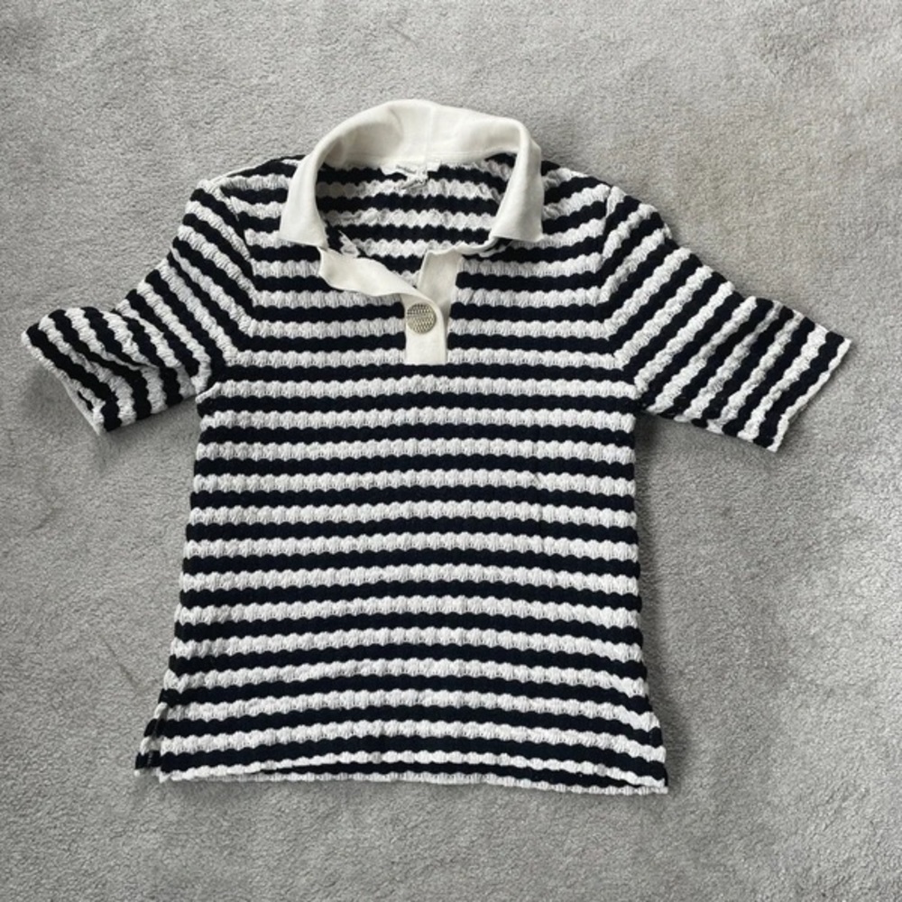 River Island Black and White Striped Kids Polo